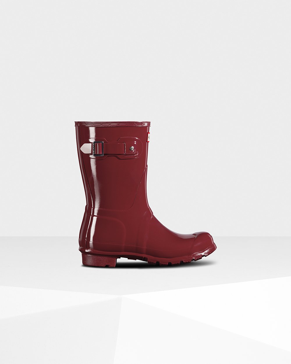 Hunter Original Gloss For Women - Short Rain Boots Grey Red | India VDGNP9024